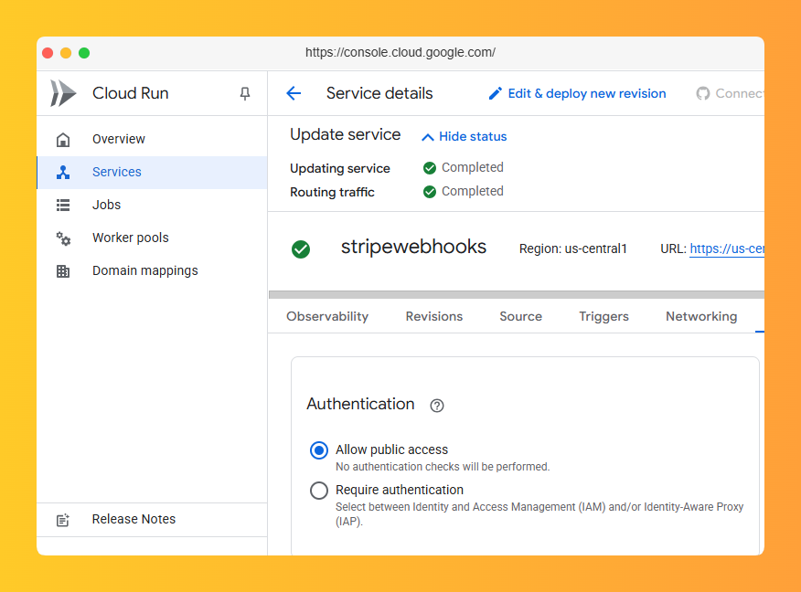 Set Stripe webhooks to public